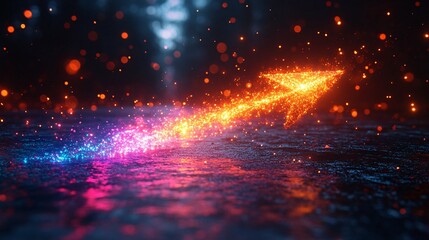 Fototapeta premium Colorful Arrow of Light Beams Flowing Forward