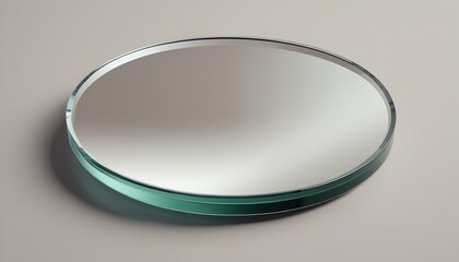 A flat glass disk with a mirror finish, reflecting the neutral background subtly, Generative AI