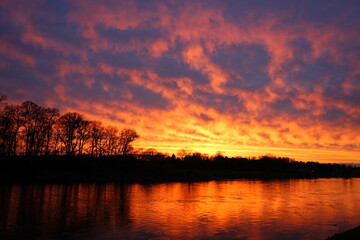Obraz premium Abendstimmung an der Elbe in Dresden