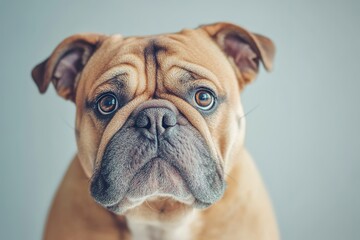 Fototapeta premium Close-up of a pensive bulldog with soulful eyes