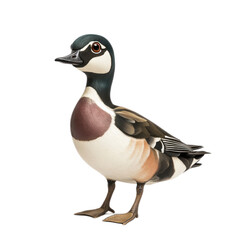 Colorful Bird Standing on White Background