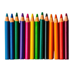 A Colorful Array of Vibrant Colored Pencils Laid Out in a Straight Line, Perfectly Organized for Creative Projects and Artistic Endeavors