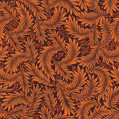 Floral vintage seamless pattern for retro wallpapers. Enchanted Vintage Flowers. Arts and Crafts movement inspired. Design for wrapping paper, wallpaper, fabrics and fashion clothes.