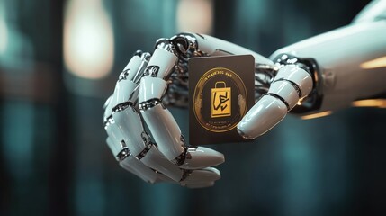 Robotic Hand Holding a Business Card