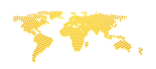 3D Gold Vector World Map in a Circle Spiral Pattern