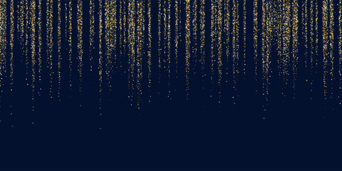 Bright vector illustration Magic rain of sparkling glittery particles lines on a dark background.