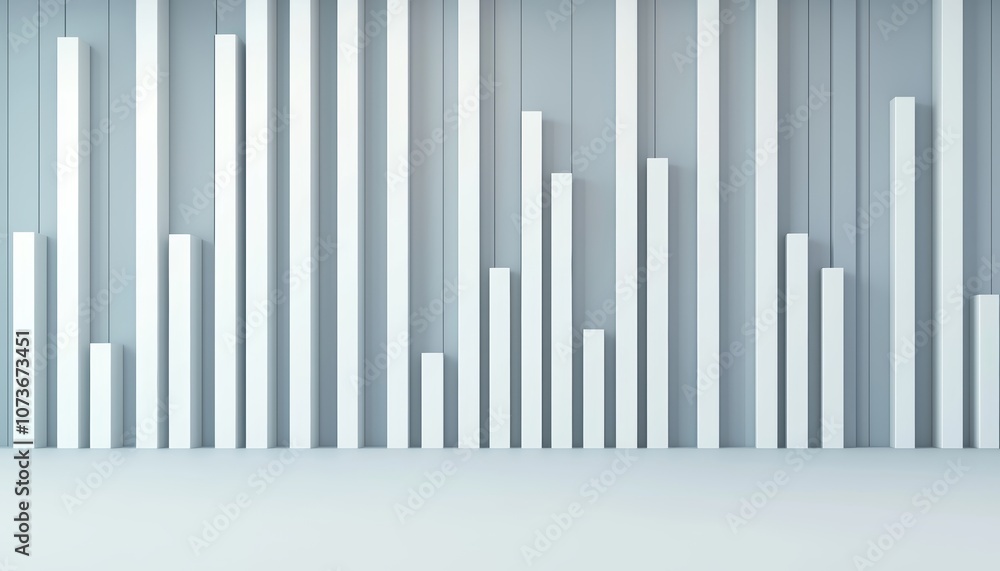 Aufkleber clean 3d white bar graph with ascending columns, abstract and professional concept for data-driven t