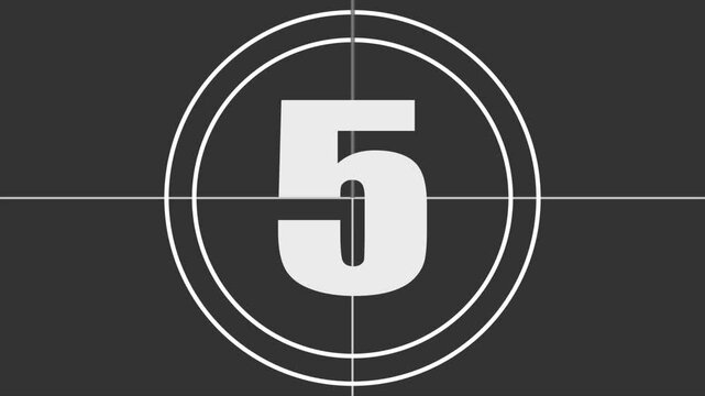 4K old-fashioned film countdown timer 10 to 0 seconds. Film leader countdown, old movie countdown film Reel
