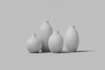 Gray Vases on gray background