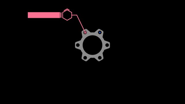 animated infographic labels template 6 steps or option with gear and hexagon shape. animation footage video isolated on alpha channel(transparent) background.