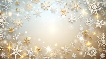 Abstract Snowflakes and Stars with Gradient Hues: Minimalistic Snowflakes and Twinkling Stars on Soft Background