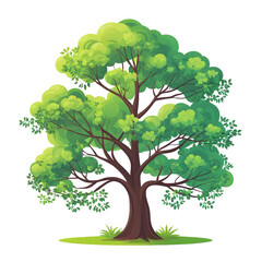 Majestic Tree with Sturdy Trunk and Spreading Branches. Vibrant Tree with Lush Green Foliage