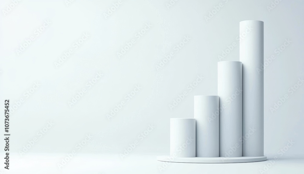 Aufkleber white 3d bar graph with ascending columns, clean and abstract design, ideal for data representation 