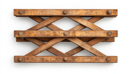Engineer and Contruction, Sturdy wooden scaffolding clamps arranged in neat, symmetrical pattern, showcasing their industrial design and craftsmanship