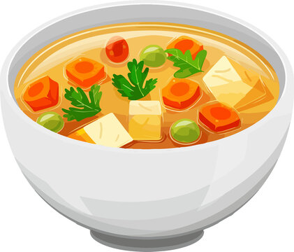 bowl of soup with vegetables, white bowl clip art preview