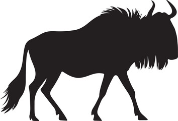 wildebeest animal silhouette vector art illustration.