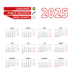 Calendar 2025 in Swedish  language with public holidays the country of Sweden in year 2025.