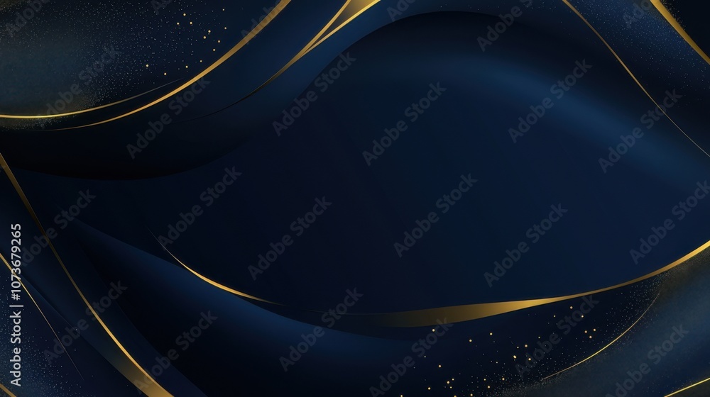 Poster elegant blue and gold abstract background featuring wavy patterns and subtle textures suitable for d