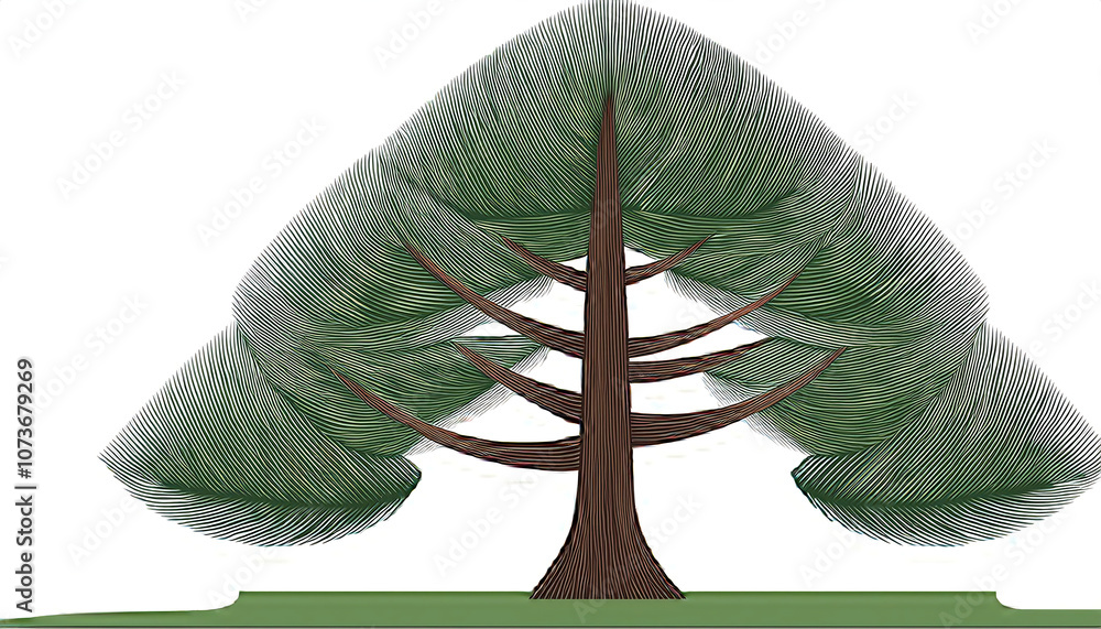 Poster  Minimalist pine tree side view vector illustration with graphic elements suitable for a_1(591)