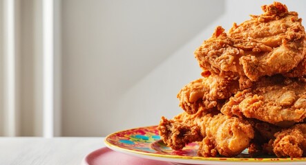 Delicious fried chicken served on a festive plate.