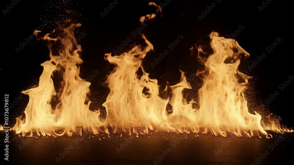 Canvas Prints a series of flames dance across a dark surface, creating a fiery display