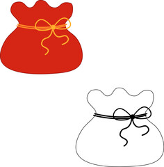 New Year's lucky bag sale banner for the Year of the Snake. Red color vector cartoon illustration. China asia New year