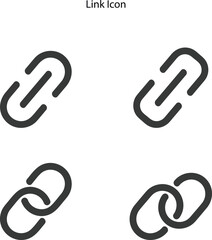 Link icon symbol set, outline icon of link on white background.