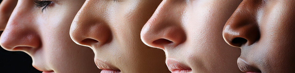 Naklejka premium Nose: A montage of noses from around the world, showcasing the vast variety in size, shape, and ethnicity.