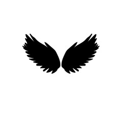 Black and Pinion wings of bird on white background, Vector. Falcon Eagle Bird Logo Template vector icon, black wings animal wings, bird, bat and fly