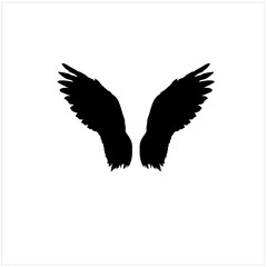 Black and Pinion wings of bird on white background, Vector. Falcon Eagle Bird Logo Template vector icon, black wings animal wings, bird, bat and fly