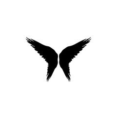 Black and Pinion wings of bird on white background, Vector. Falcon Eagle Bird Logo Template vector icon, black wings animal wings, bird, bat and fly