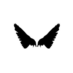 Black and Pinion wings of bird on white background, Vector. Falcon Eagle Bird Logo Template vector icon, black wings animal wings, bird, bat and fly