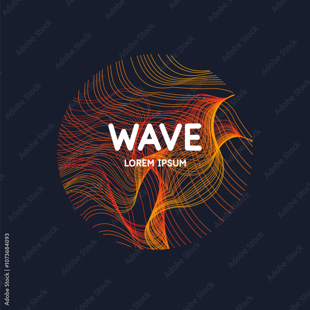 Poster vector abstract background with dynamic waves, line and particles. illustration suitable for design.