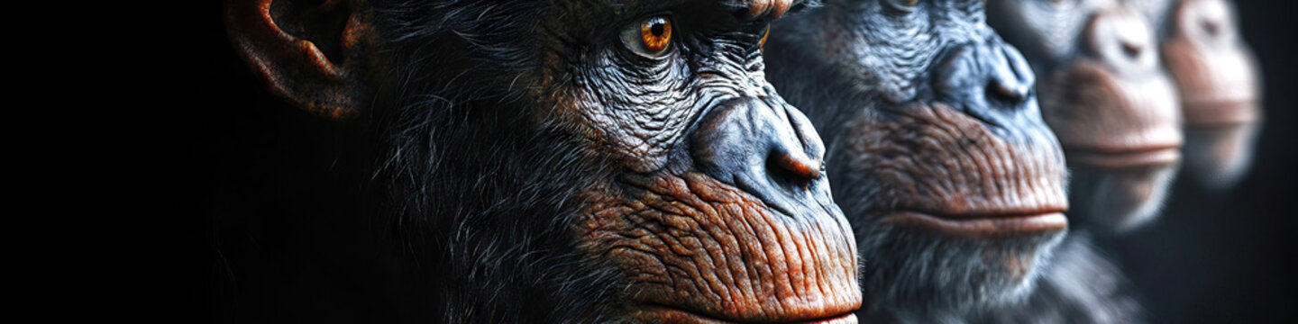 A series of ape-like creatures, evolving into human beings, from prehistoric times to modern day.