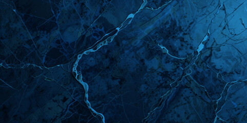 Beautiful luxury dark blue stucco Wall marble texture Background, freshly applied blue oil paint on canvas with soft stains, Close up photo of blue toned frozen cracked water surface background.