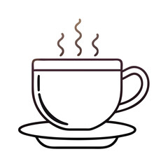 Steaming coffee cup vector illustration in black outline, Minimalistic vector illustration of a steaming coffee cup with a simple black outline, representing a hot beverage like coffee or tea.
