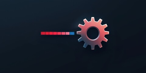 A gear symbol with a progress bar, representing technology, efficiency, and loading processes in a sleek, modern design.