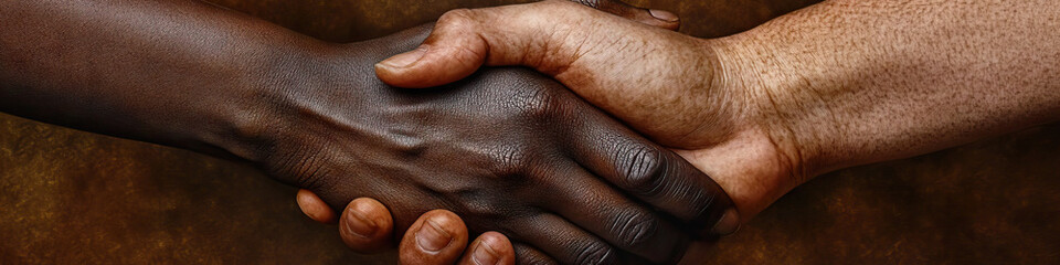 Intimate Connection: A pair of entwined hands, revealing various shades of brown in their skin.