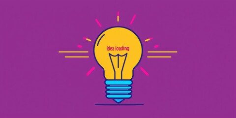 A colorful illustration of a light bulb with a bright yellow hue against a purple background, symbolizing ideas and inspiration.