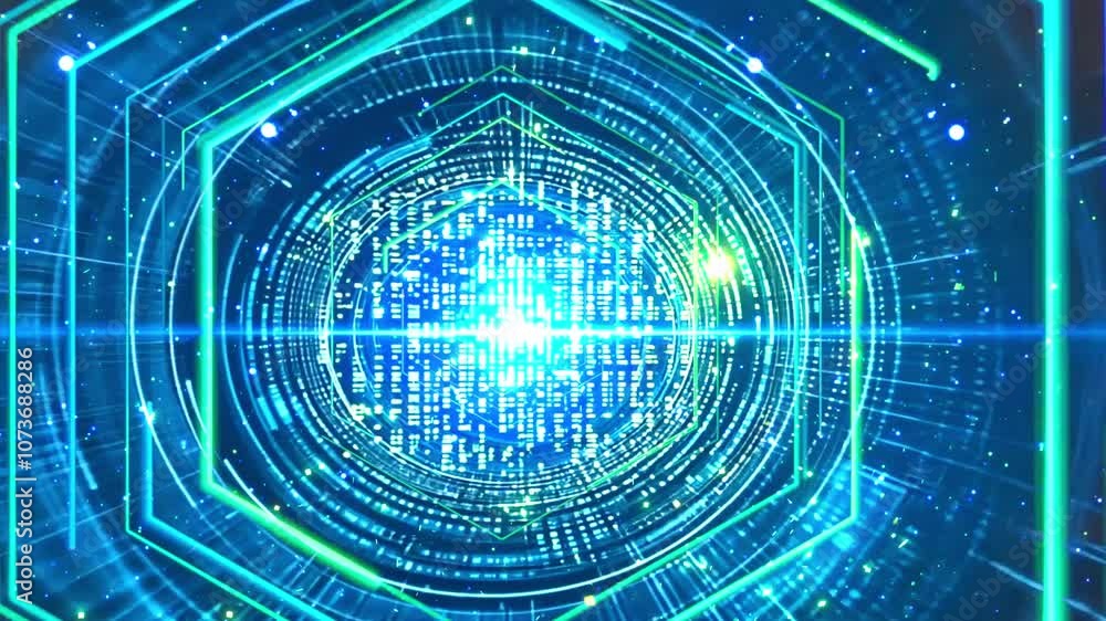 Poster 3d rendering digital tunnel animation