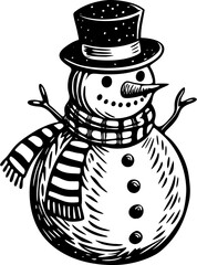 snowman icon vector handdrawn 
