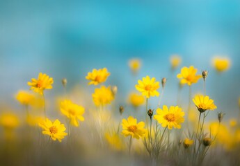 Obraz premium Dreamy Yellow Flowers with Blurred Background