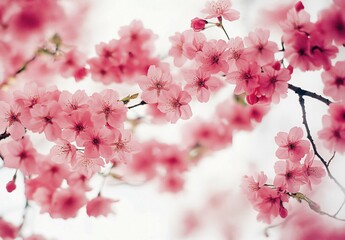 Obraz premium Pink Cherry Blossoms Close-Up Photography