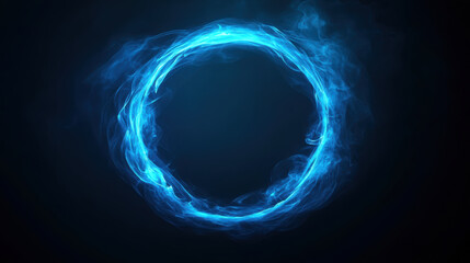Ethereal blue smoke forming circular shape