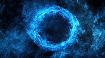 Abstract blue fire circle, swirling and ethereal
