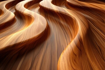 Obraz premium Abstract Wooden Waves Texture Background Brown Wood Grain Pattern