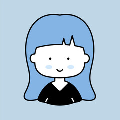 Woman girl with long straight hair vector icon