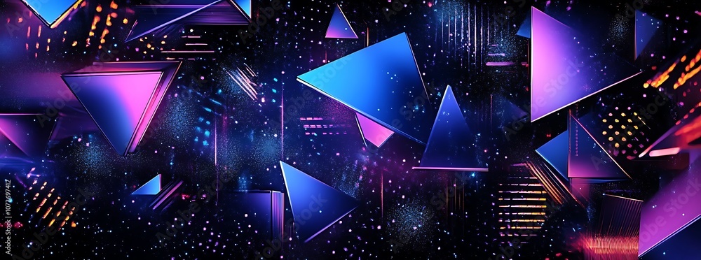 Poster vibrant neon squares and lines create a dynamic scene