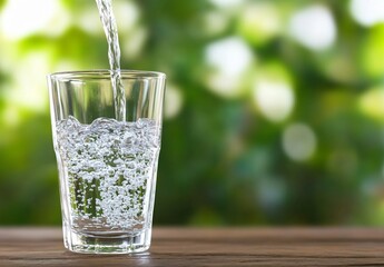 Pouring Water Into Glass on Wooden Table