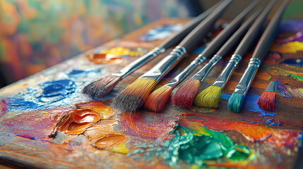 Obraz premium watercolor paints and brush